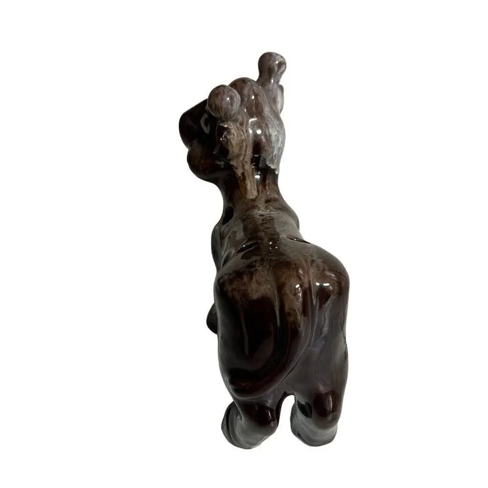 Vintage Ceramic Cow Plant Frog Planter Brown Bovine Animal Figure